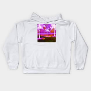 White Palms on Purple Kids Hoodie